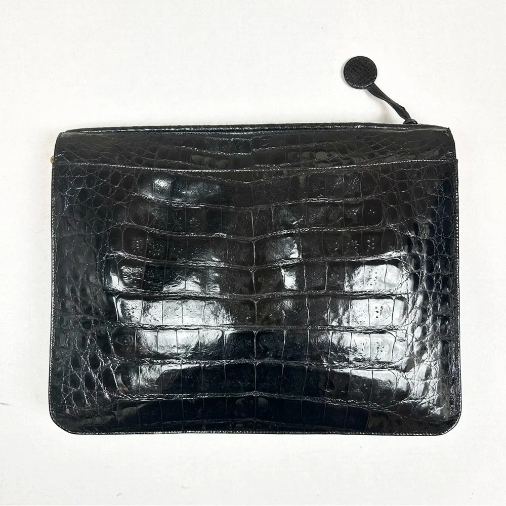 Authentic Vintage 1980's Chanel Executive Cerf Crocodile Embossed Tote